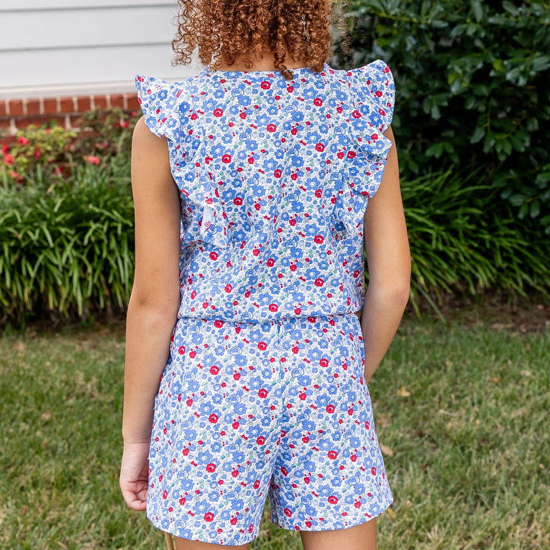 Gretchen Girls Romper - Patriotic Blooms