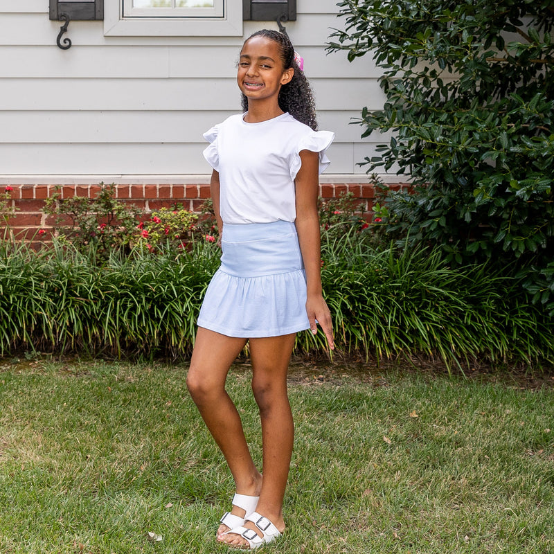 Amelia Girls Skort - Light Blue Gingham