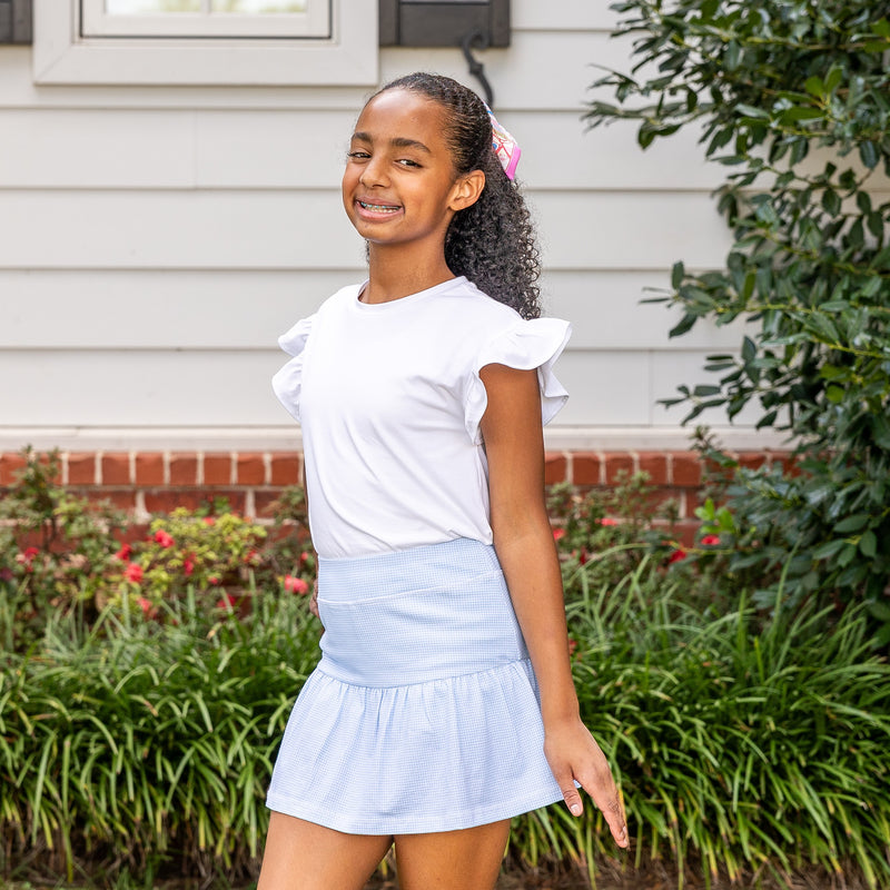 Amelia Girls Skort - Light Blue Gingham