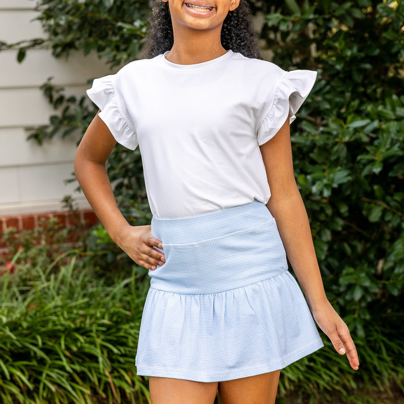 Amelia Girls Skort - Light Blue Gingham (Pre-order)