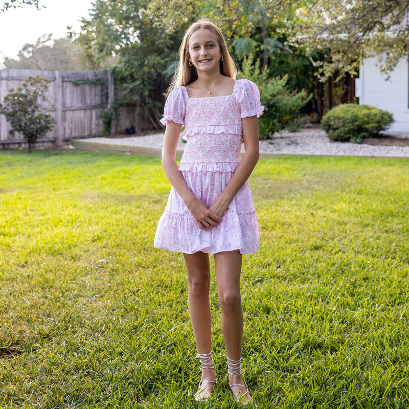 Evelyn Dress - Pink Watercolor