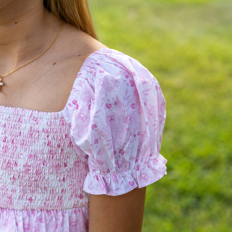 Evelyn Dress - Pink Watercolor