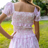 Evelyn Dress - Pink Watercolor