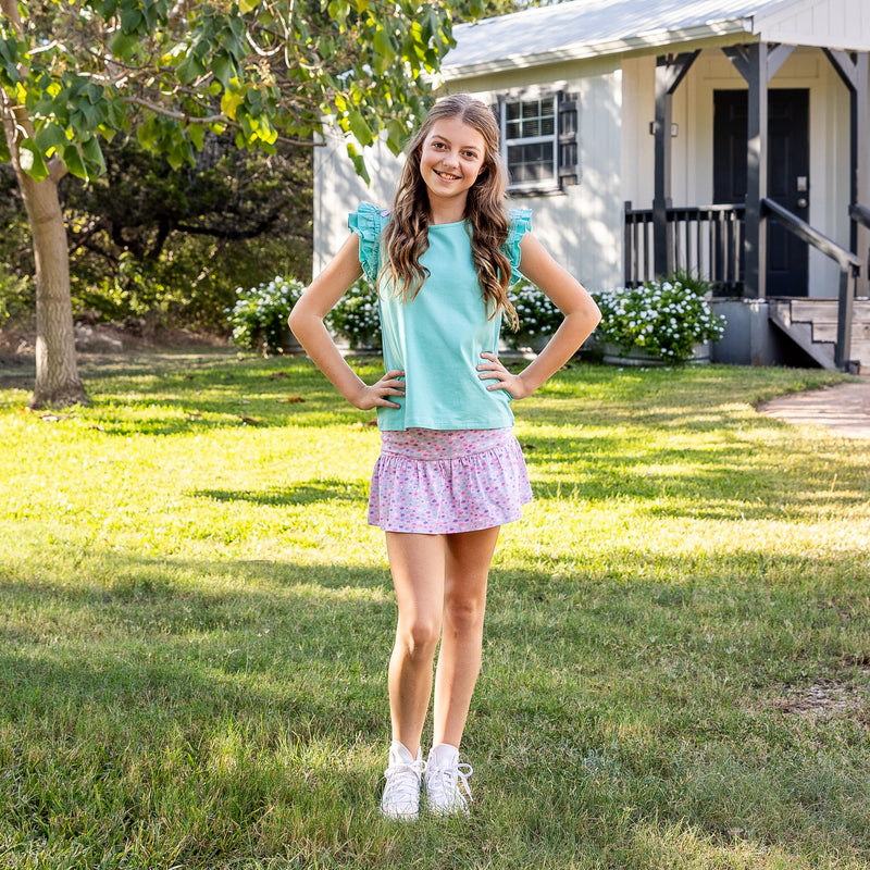 Lainey Girls Top - Aqua