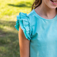 Lainey Girls Top - Aqua