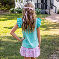 Lainey Girls Top - Aqua