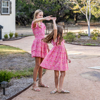 Lolly Girls Dress - Pink Ditsy