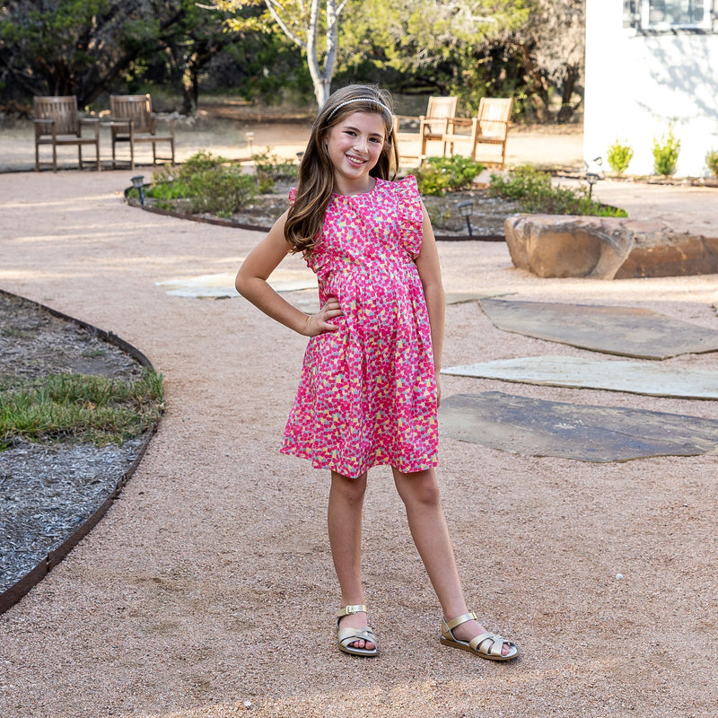 Lolly Girls Dress - Pink Ditsy