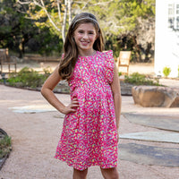 Lolly Girls Dress - Pink Ditsy