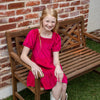 Savannah Girls Dress - Raspberry Velveteen