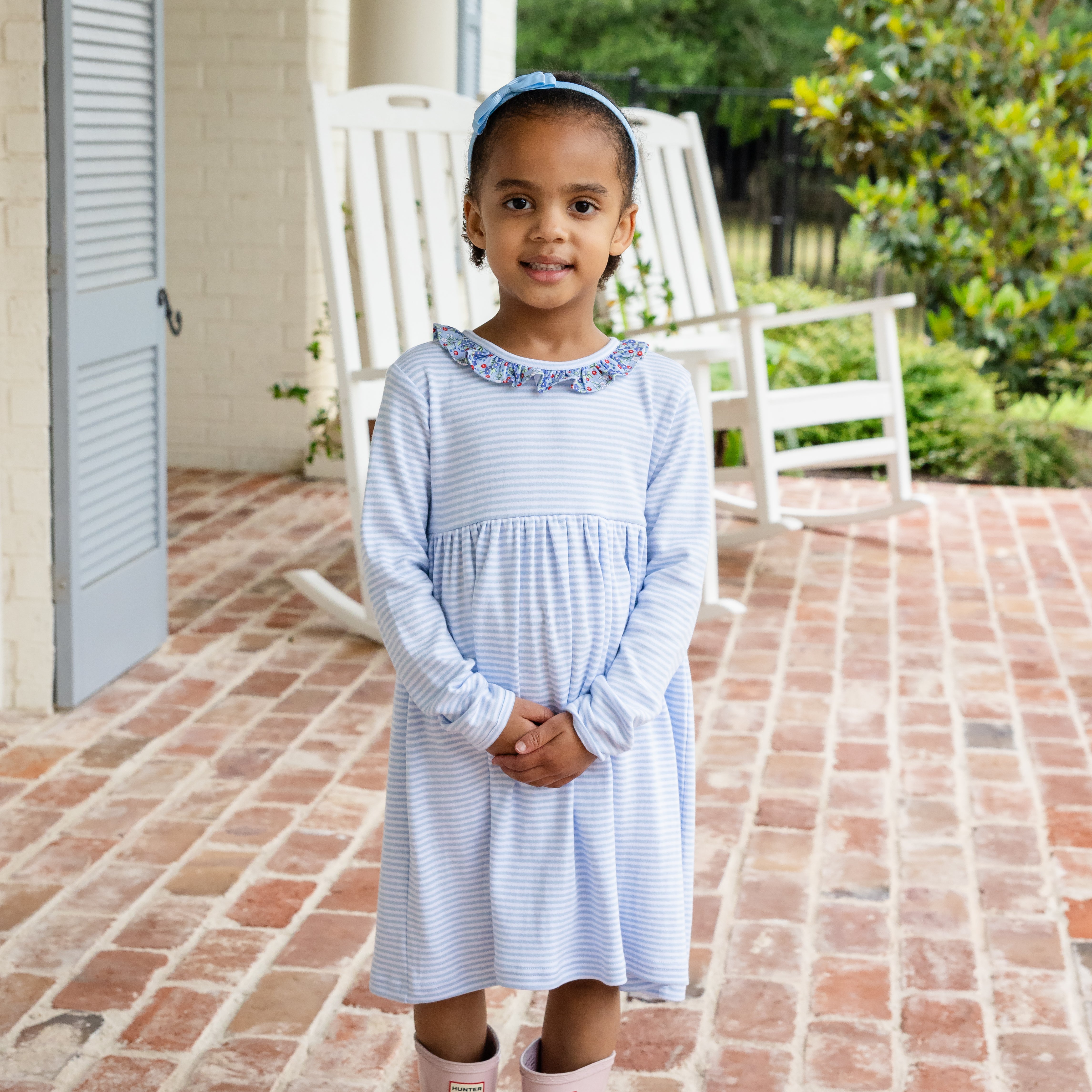 $100 Rails Kids Girls Blue Striped Linen Blend Jacey Azure popular Mini Dress