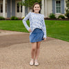 Abby Girls Top in French Blue Blooms