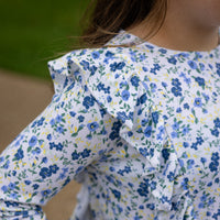 Abby Girls Top in French Blue Blooms