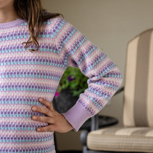 Clara Tunic Sweater - Lavender Honeycomb Stripe (Pre-order)