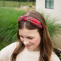 Knot Headband - Red Tartan