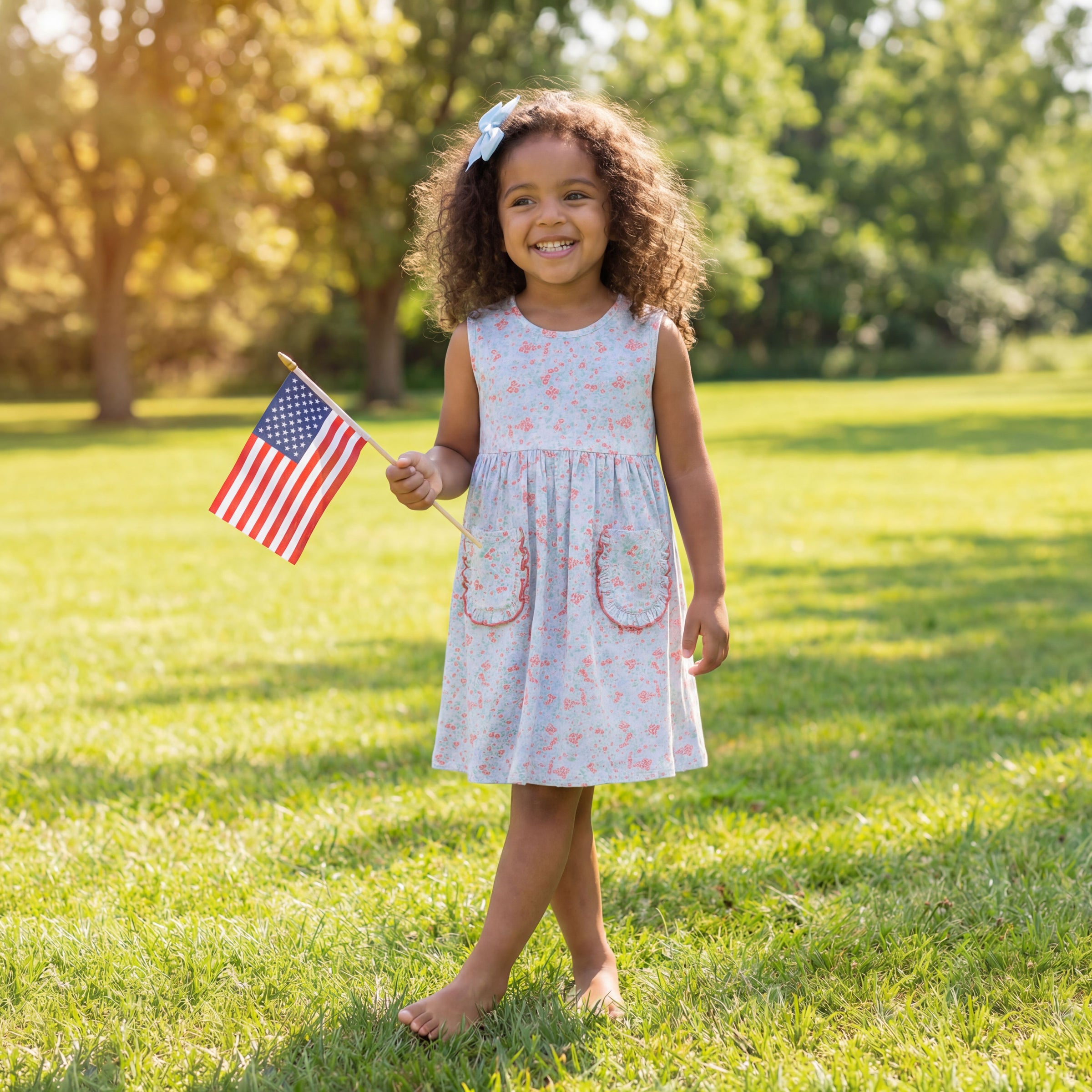 Ella Girls Dress -Patriotic Blooms-PRE-ORDER