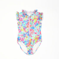 Sleeveless Rashguard Girls Swimsuit - Festive Floral - PRE-ORDER