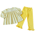 Francie Girls Tunic Set in Yellow Rosettes