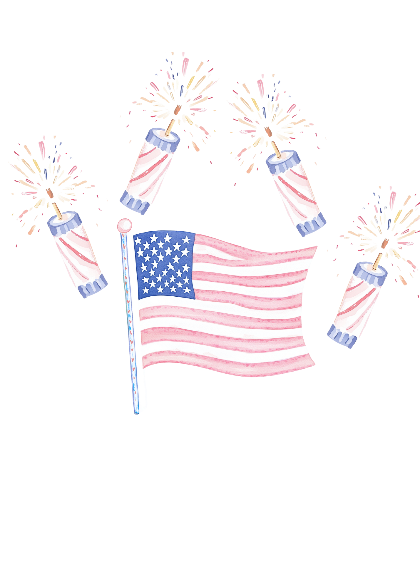 Lainey Girls Top -White with optional Flag and Fireworks-PRE-ORDER