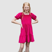 Savannah Girls Dress - Raspberry Velveteen