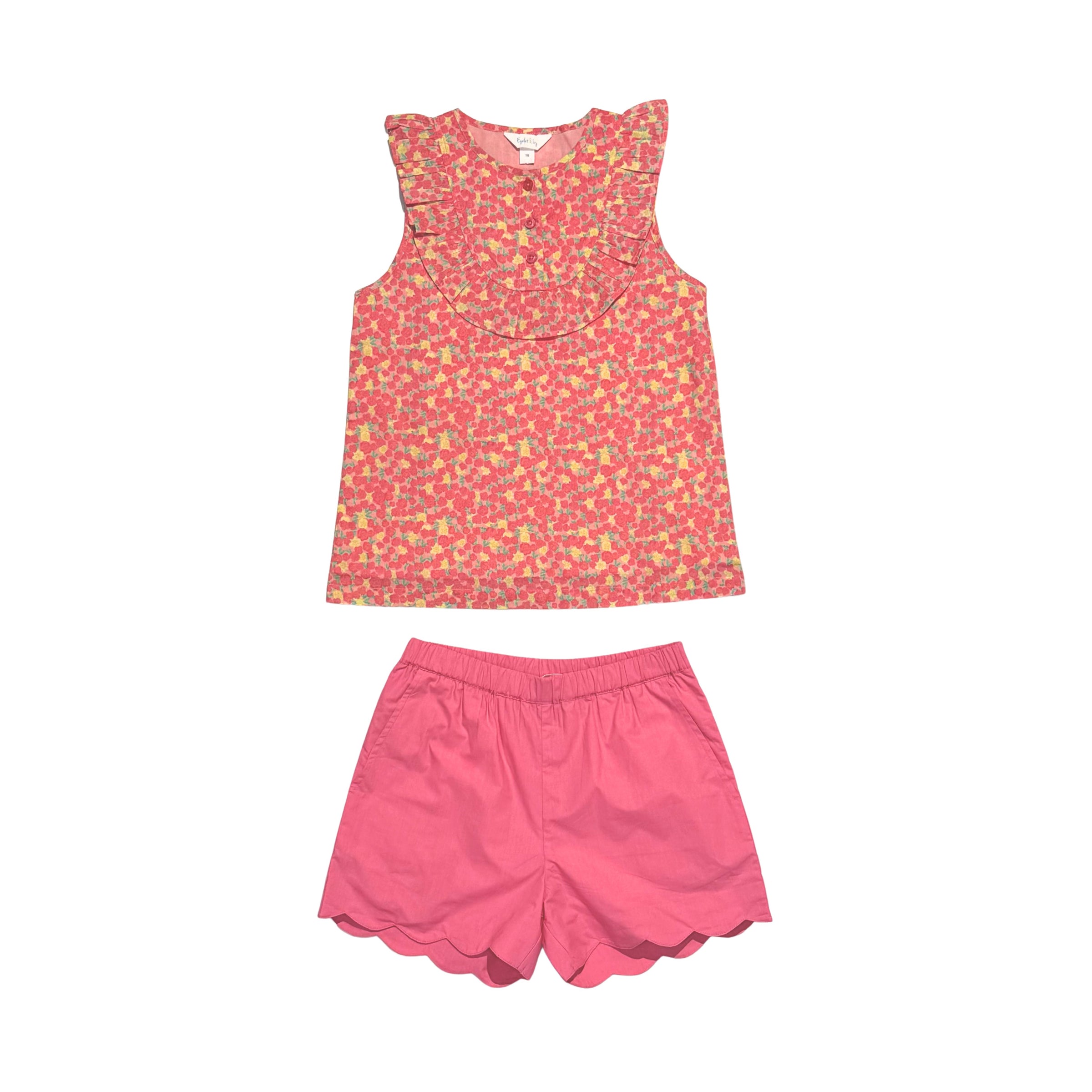 Scallop Shorts - Candy Pink Woven Cotton- PRE ORDER