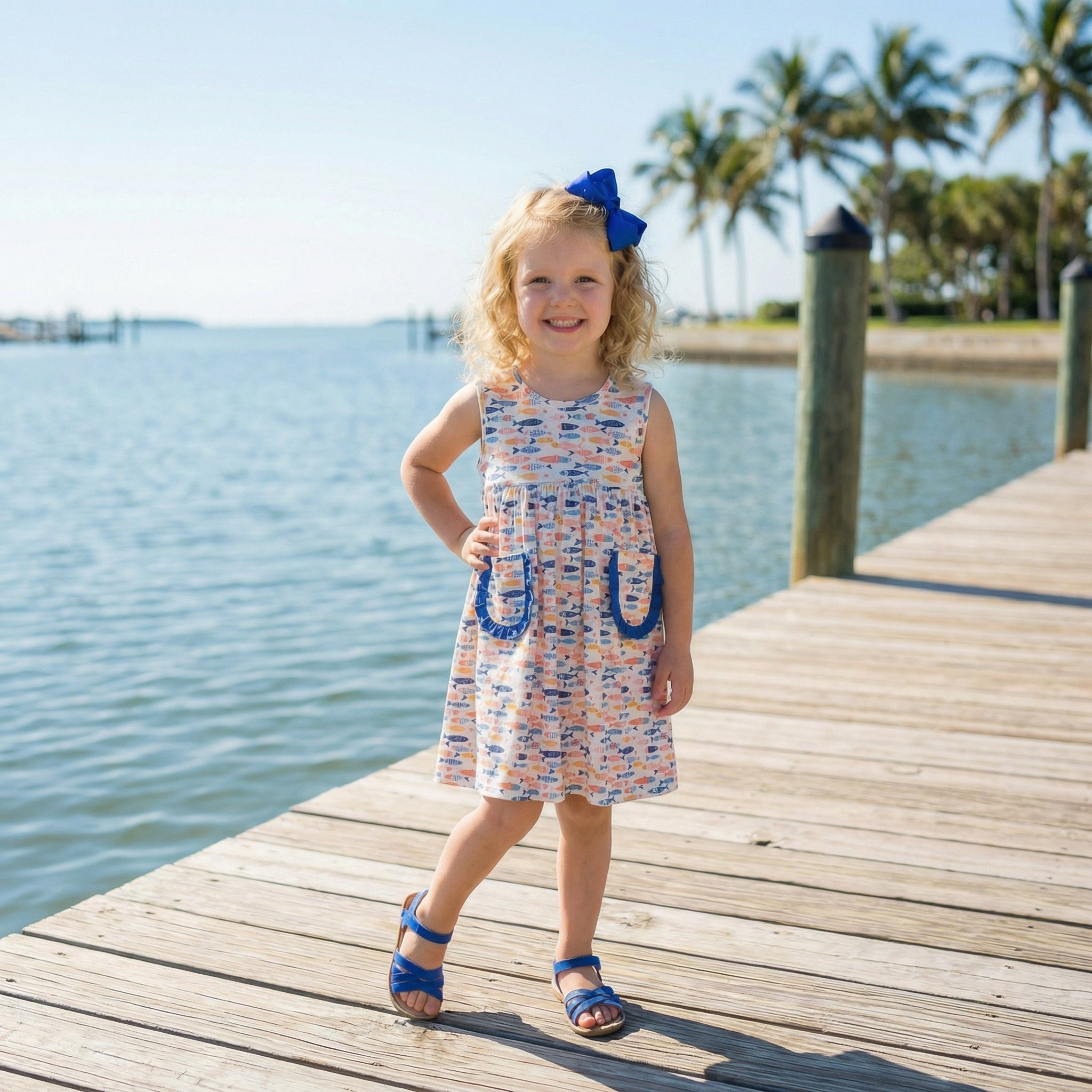 Ella Girls Dress -Here Fishy Fish-PRE-ORDER