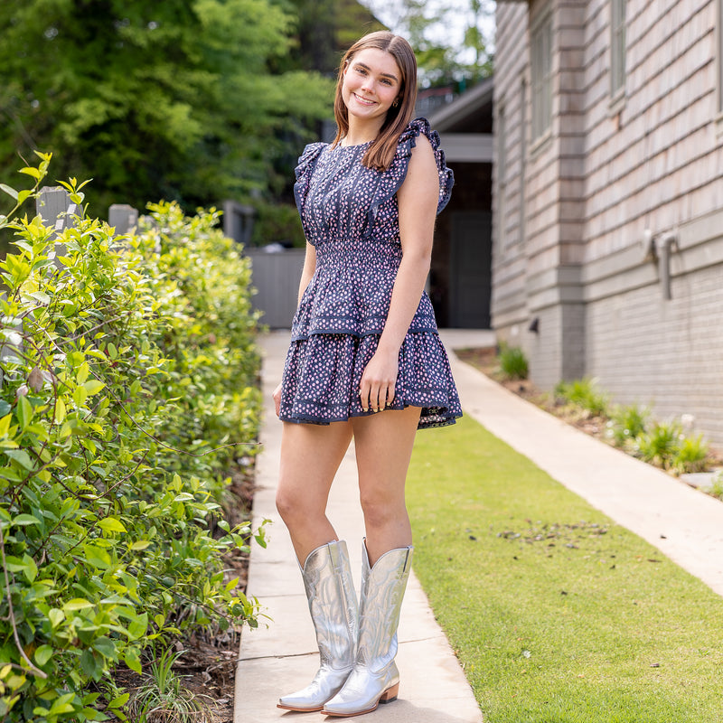 Sarah Dress in Navy Rosebud Spray (Pre-Order)