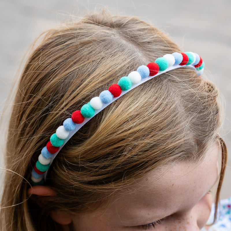 Pom Pom Headband - Patriotic Posies