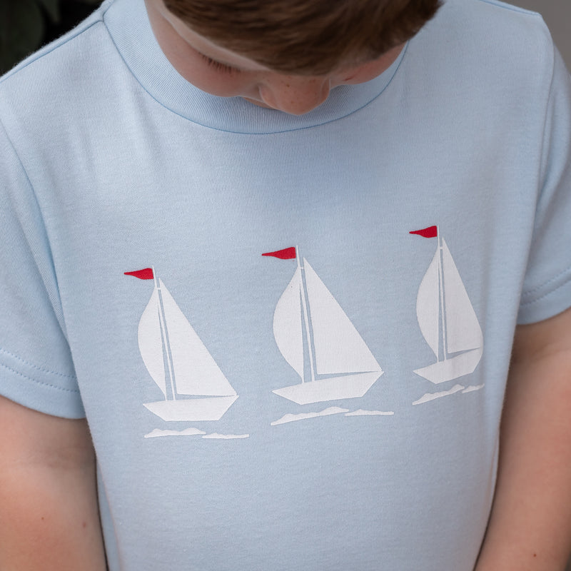 Boys Crew Shirt - Sailboats