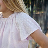 Bonnie Girls Top - Pearl Pink Swiss Dot