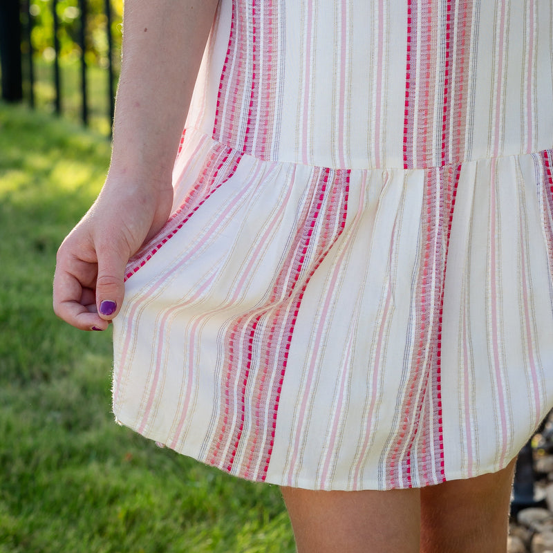Cassidy Girls Dress - Peony Stripe