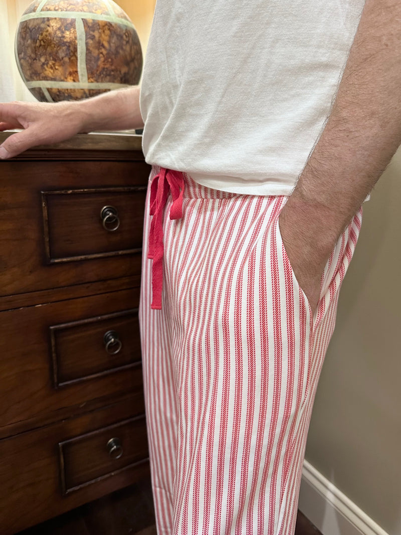 Adult Comfywear Pants - Red Ticking Stripe