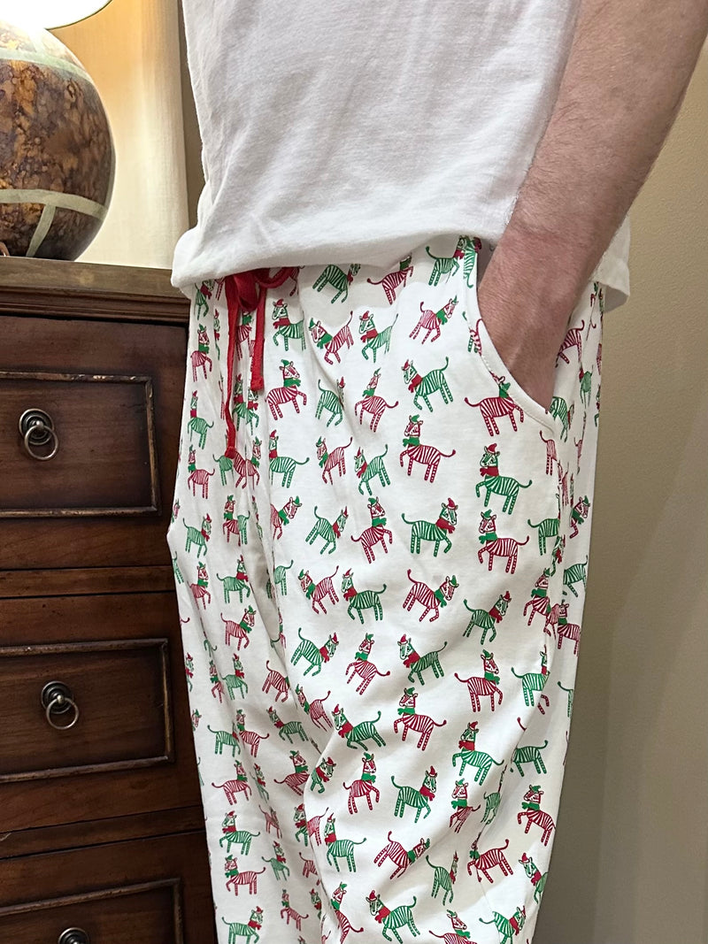 Adult Loungewear Pants in Merry Zebras