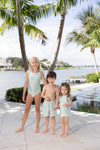 Tie Top Girls Swimsuit - Blue Bow Trellis (Pre-order)