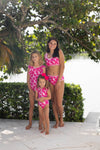 SAMPLE Rashguard Girls Swimsuit - Pink Peonies Size 2 and 3