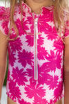 SAMPLE Rashguard Girls Swimsuit - Pink Peonies Size 2 and 3