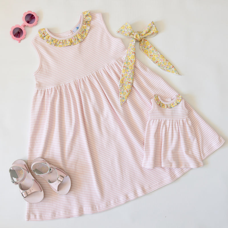 Doll Lauren Dress in Light Pink Stripe (Pre-order)