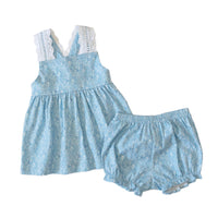 Leslie Girls Bloomer Set - Sky Blue Posies