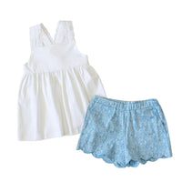 Leslie Girls Shorts Set - Sky Blue Posies (Pre-order)