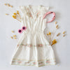 Lucy Girls Border Dress - Cream Seersucker