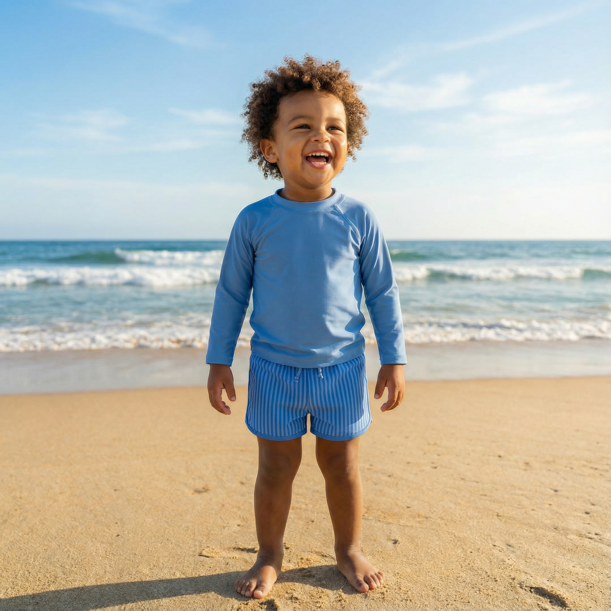 Retro Swim Trunks - Blue on Blue Stripe-PRE-ORDER