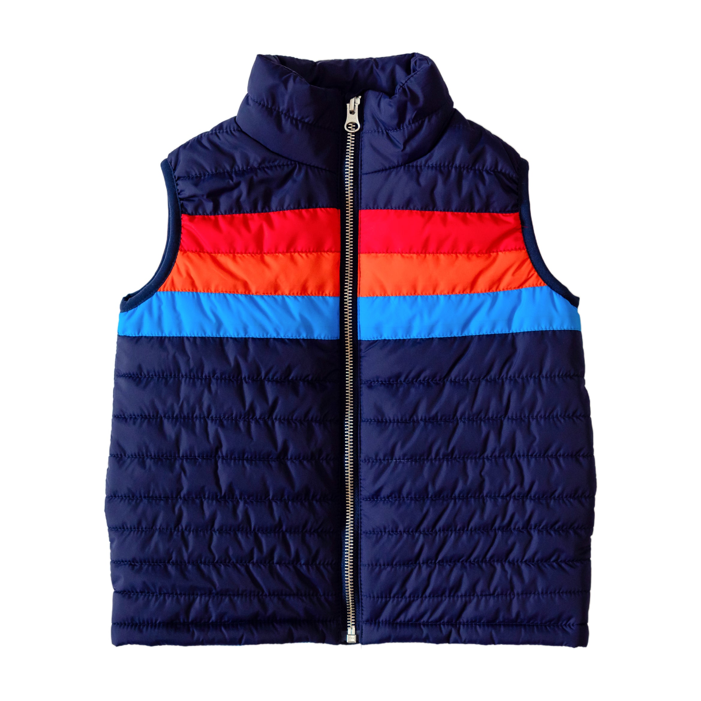 Puffer Vest Navy Colorblock Eyelet Ivy