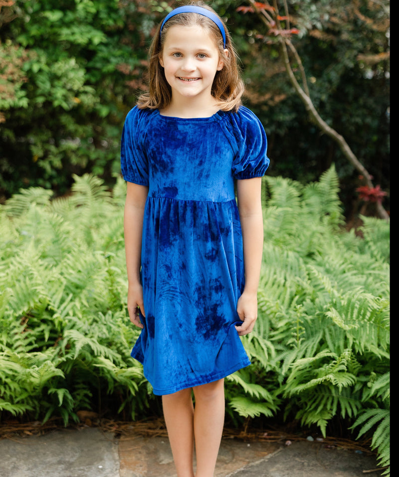 SAMPLE Harper Dress - Royal Blue Velveteen Sizes 12