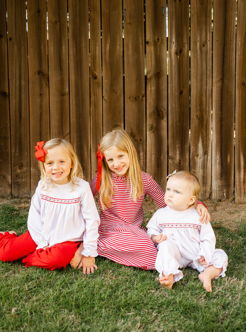 Francie Girls Romper - Red Hearts