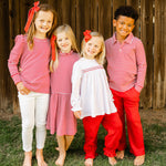 Maeve Girls Dress in Red Stripe