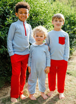 Boys Crew Shirt - Cornflower Blue Stripe
