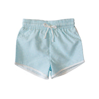 Retro Swim Trunks - Ocean Blue Gingham