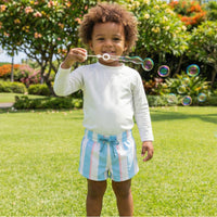 Retro Swim Trunks - Riviera Blue Stripe - PRE-ORDER