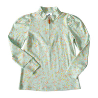 Ruthie Girls Top - Wildflowers with Half-zip