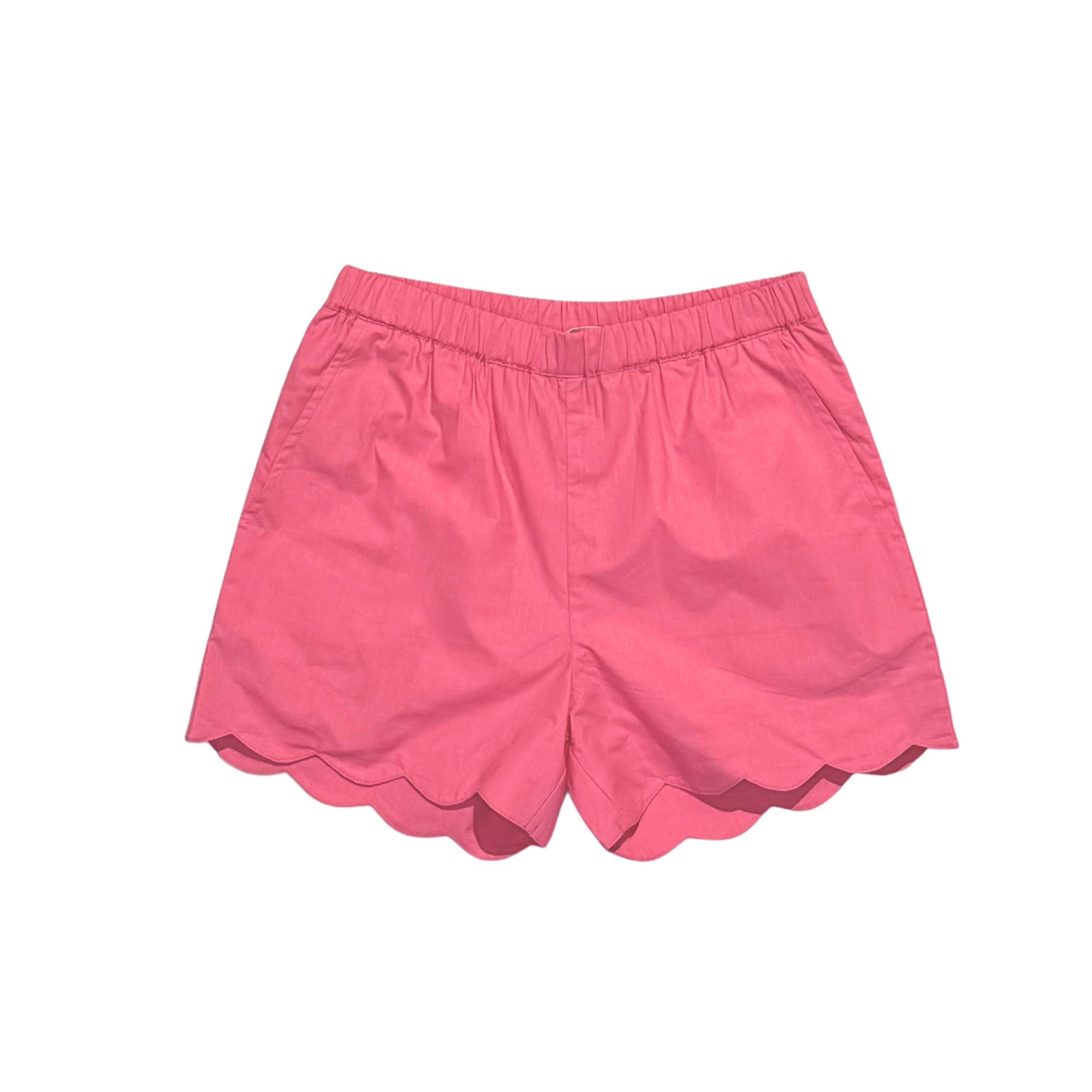 Scallop Shorts - Candy Pink Woven Cotton- PRE ORDER